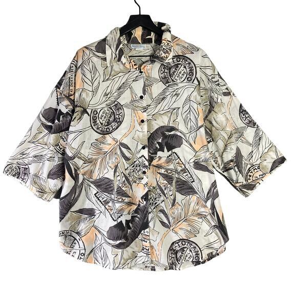 Sweet‎ n Sassy Womens XL Floral Hawaiian Shirt Multicolor Short 3/4 Sleeve - Picture 1 of 9